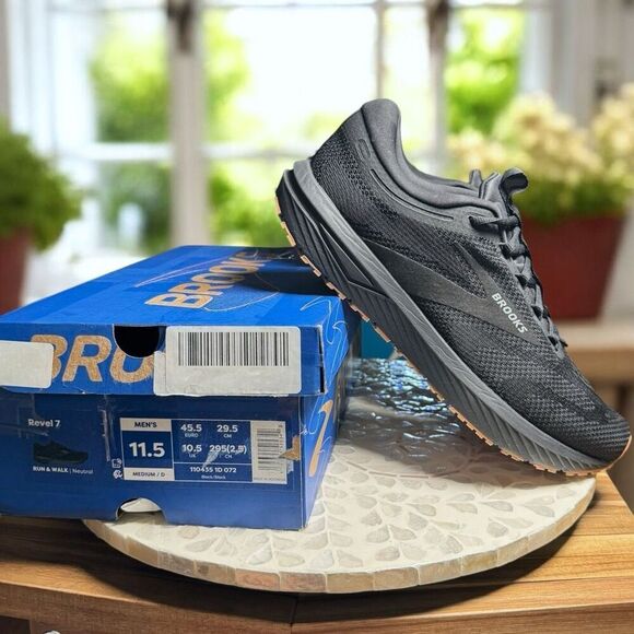 Brooks Revel 7 Supportive Running Shoes Men’s Size 11.5 EU 45.5 Black/Gum Sole N - Picture 6 of 14